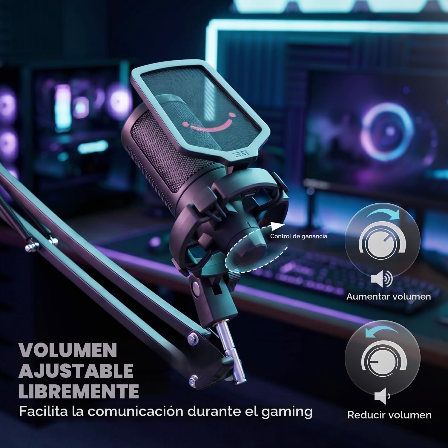 FIFINE Gaming Microfono para PC USB Typ-A/C, RGB Kit de Micrófono de Condensador para Ordenador PS4 PS5, con Botón de Silencio, Filtro Anti-Pop, Soporte de Choque, Soporte Microfono