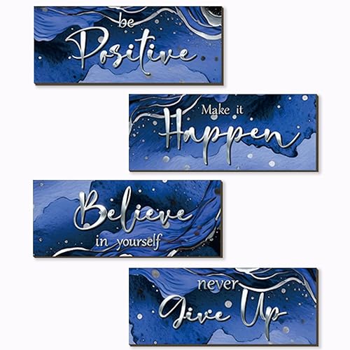 4 Piece Blue And Silver Bathroom Decor Motivational Silver Wall
