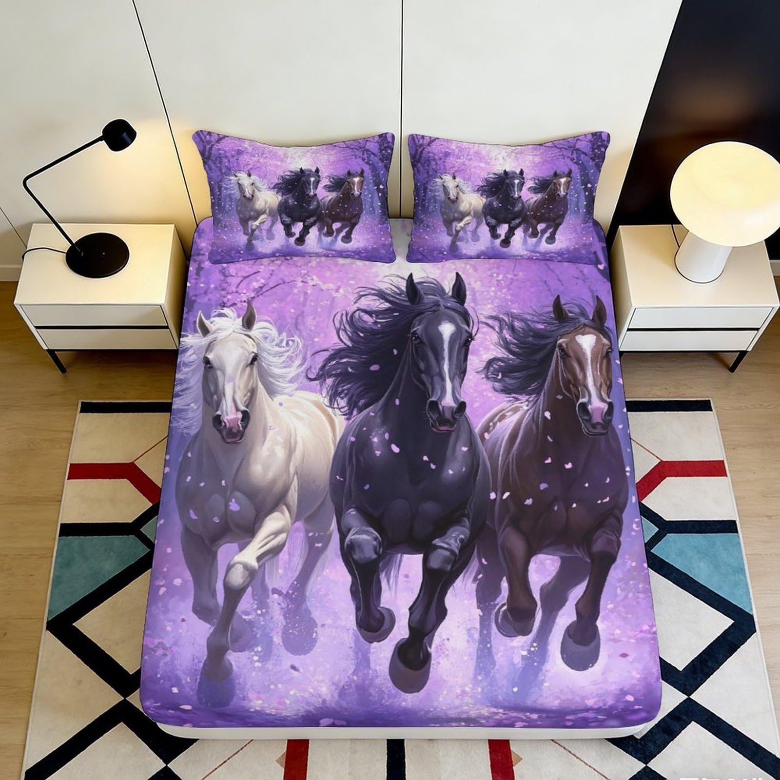 3D Printed Watercolor Fitted Sheet Microfiber Deep Pocket Bedroom Mattress Fitted Cover Non-Slip Bedding for Adults 140x200x25cm