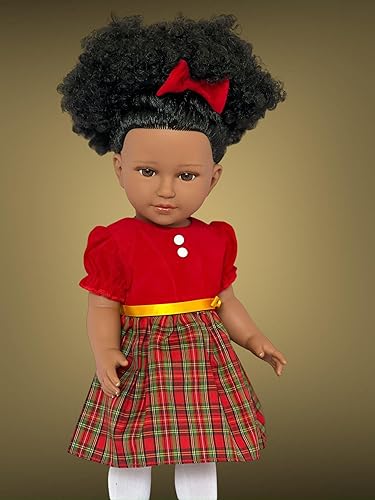 Miniatura 3 de Ropa de muñeca de 18 pulgadas, vestido rojo de vacaciones con diadema a juego para muñecas de 18 pulgadas