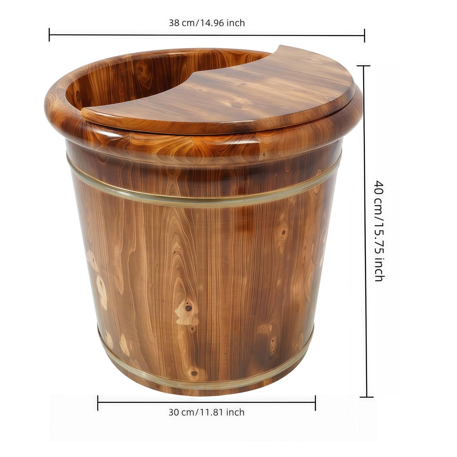 Cubo Madera BañO Pies, BañEra Madera Maciza Pedicura, Barril Pedicura RetencióN Calor con Tapa y Masajeadores, para Centros BañO Casa, SPA Pies y Masajes Relajantes