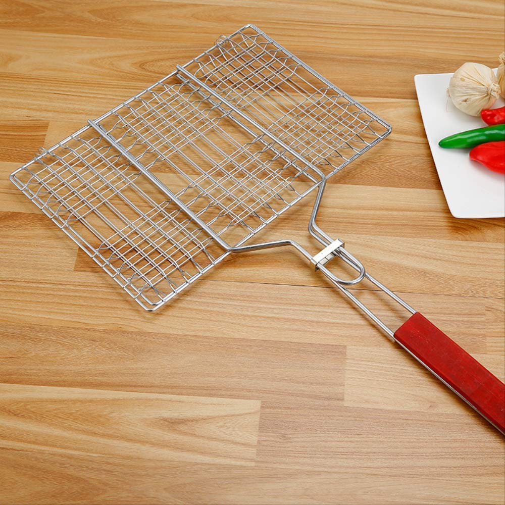 Cesta para Parrilla de Pescado para Barbacoa, Cesta para Asar a la Parrilla, Herramienta para Asar Grande en Negrita con férula de Red con Clip para Exteriores