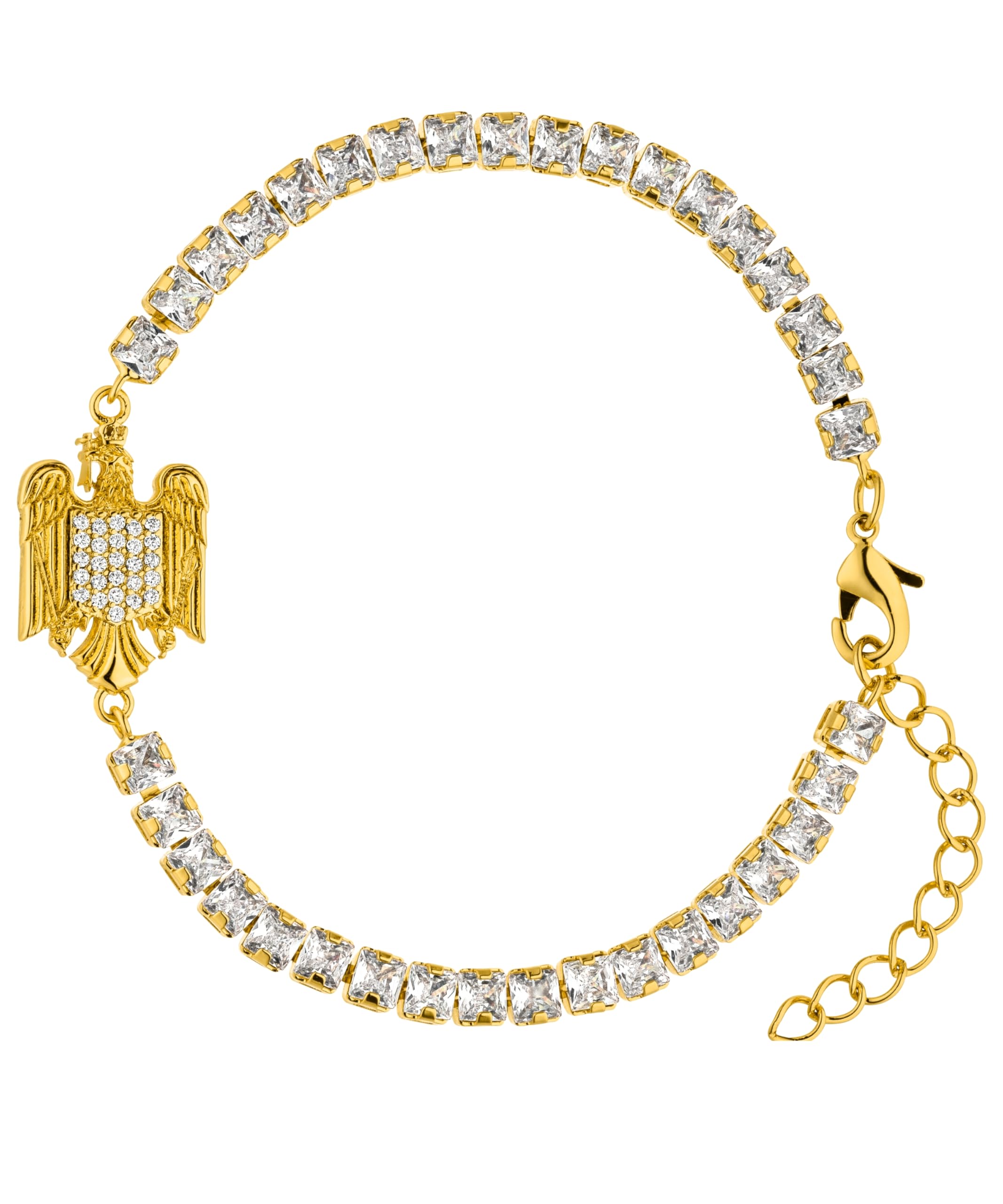 d'origine Romania, bracciale con stemma dell'aquila, con zirconi rumeni, collana con aquila, gioielli rumeni, gioielli con stemma rumeno da donna
