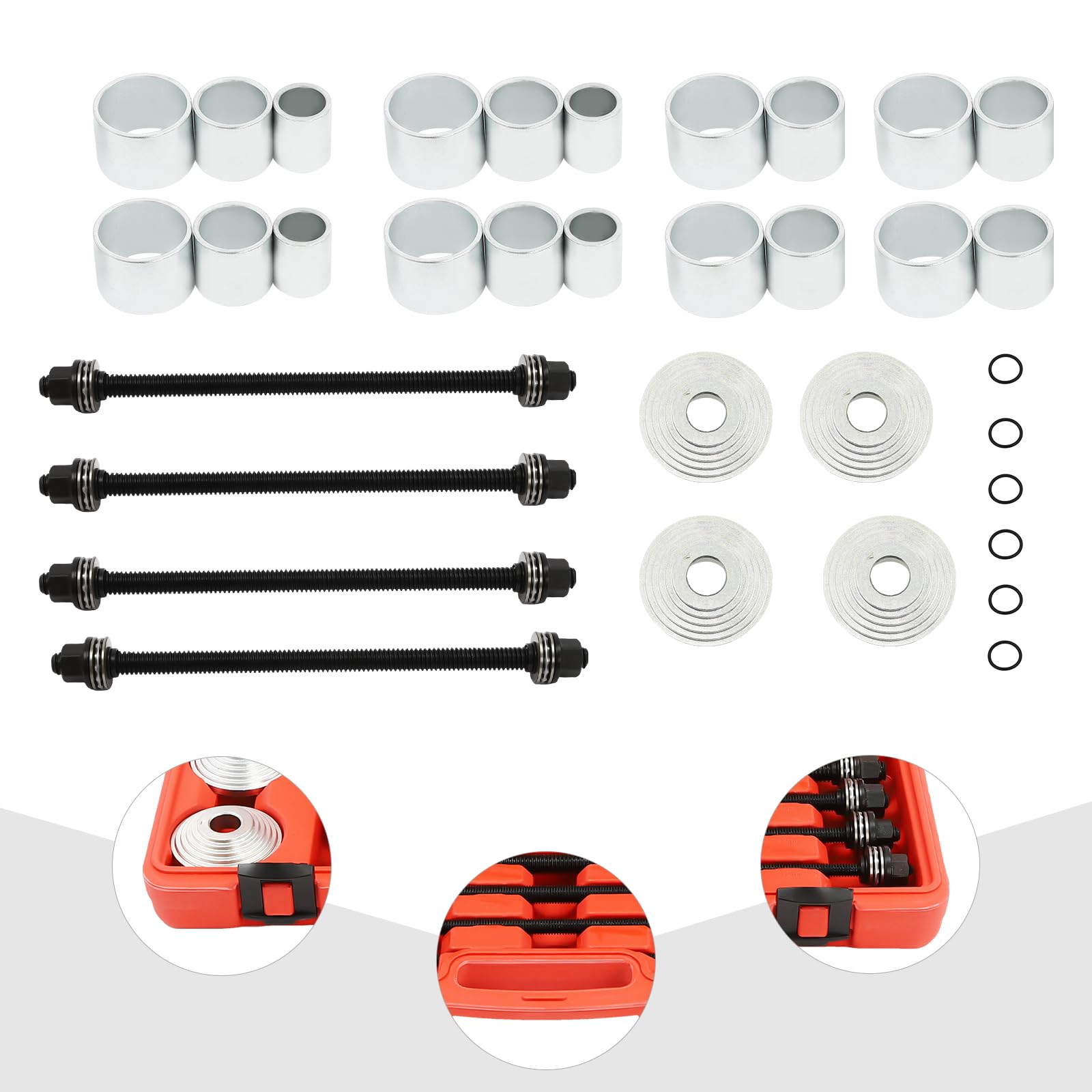 Set di 28 utensili per la rimozione e l'installazione di cuscinetti a boccola, set di 28 presse speciali e tiranti, adatti per la manutenzione dell'auto e la riparazione professionale del