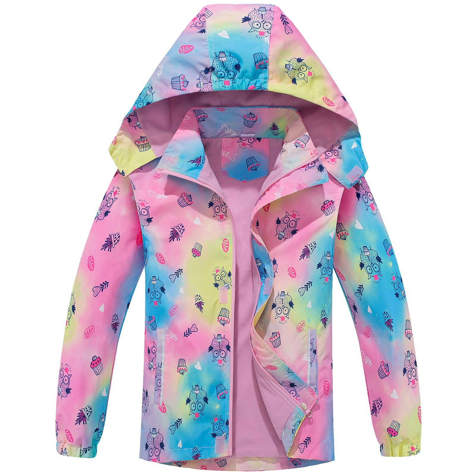 Fewlby Giacca Impermeabile con Cappuccio - Ragazze Impermeabile con Cappuccio Giacca a Vento Bambini Cappotto Foderato in Pile Bambini Capispalla 11-12 Anni