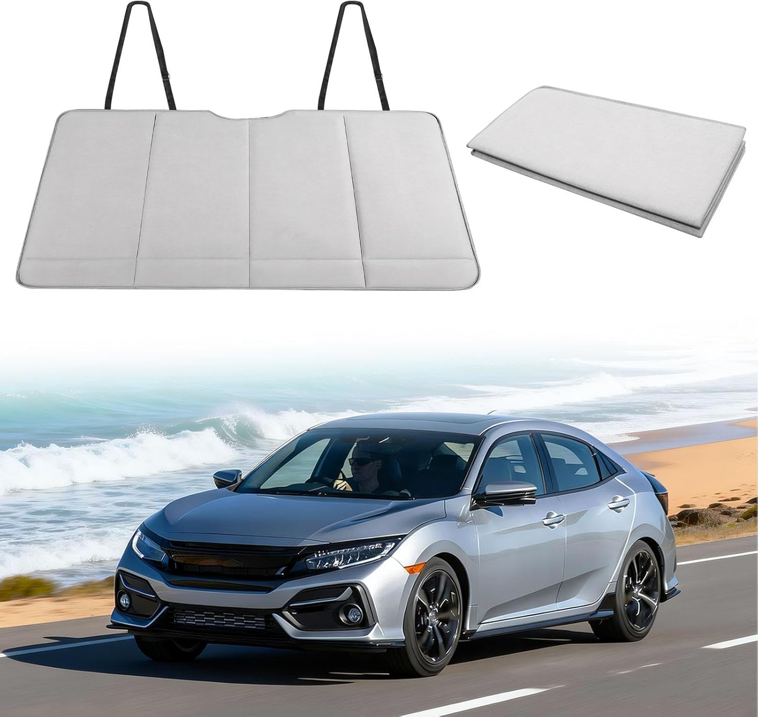 Car Bed Backseat for Honda Civic, Folding Mattress | Non Inflatable Car Mattress, Easy to Clean Material with Convenient Storage Design, Inflation-Free Sleeping Platform, Camping Accessories