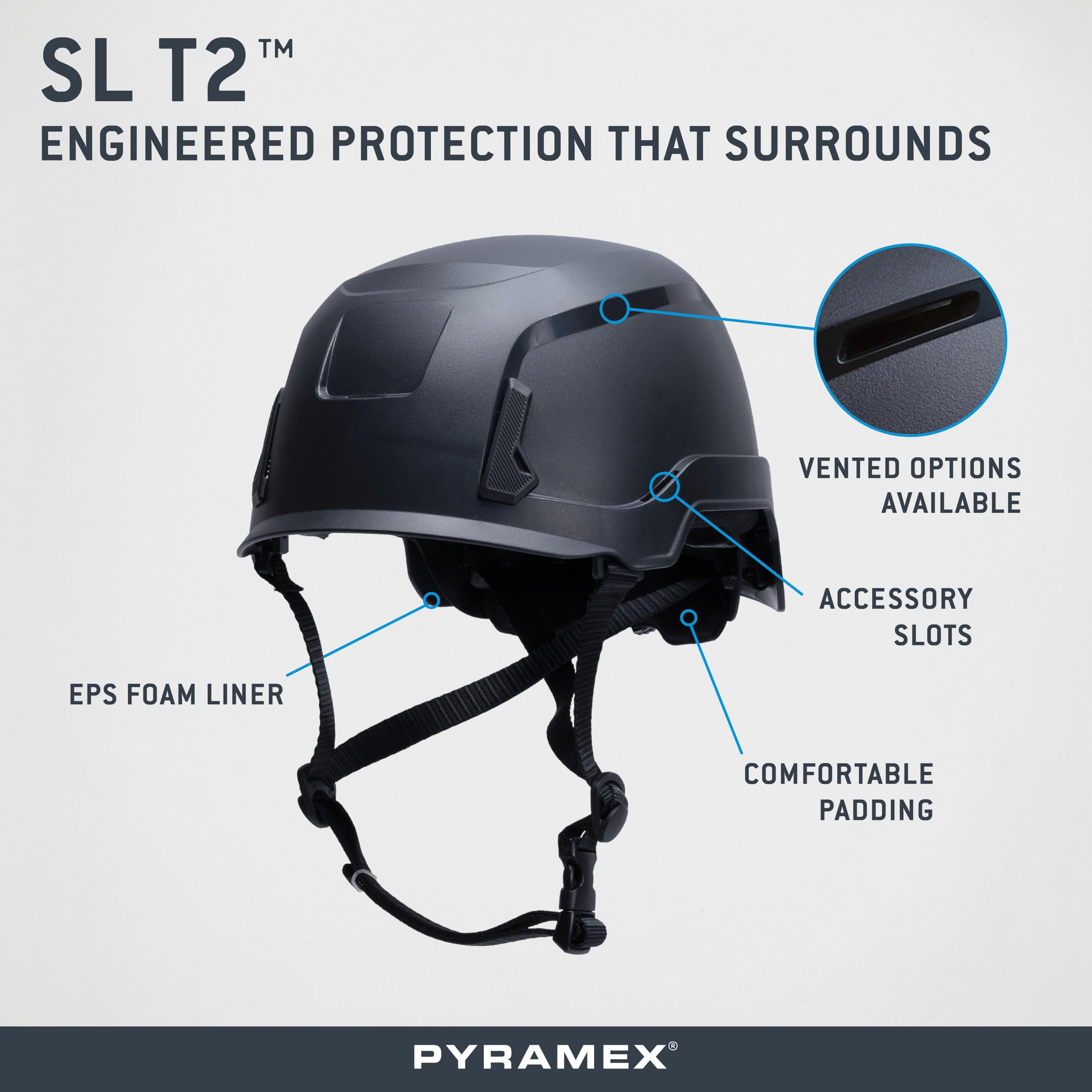 Pyramex SL T2 Type II Casque de sécurité Noir ventilé