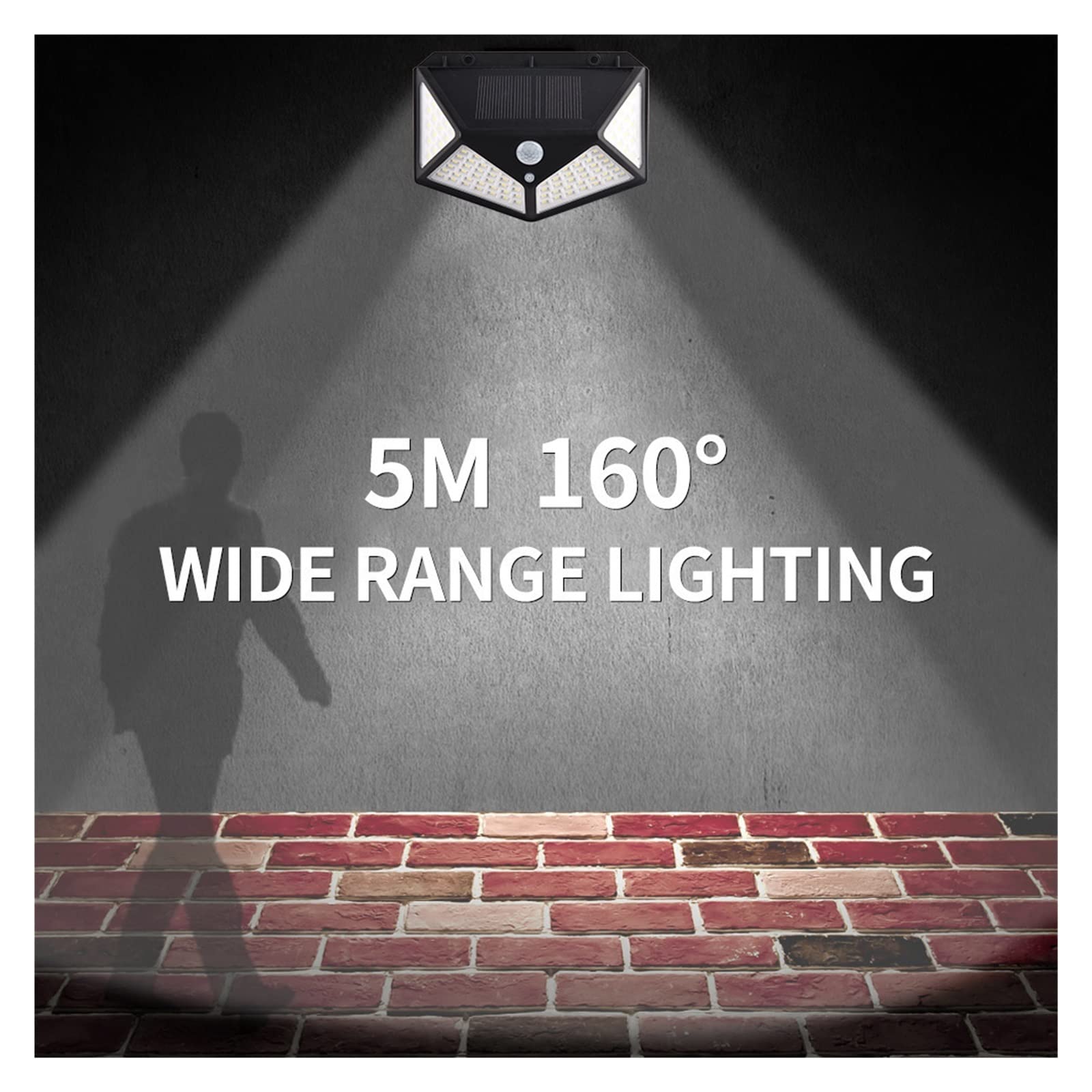 3 Tryb Wodoodporny 100 LED Światła Z Czujnikiem Ruchu Na Energię Słoneczną Zewnętrzne Światło Słoneczne Zasilany Energią Słoneczną Kinkiet Uliczny Do Dekoracji Ogrodu(2Pcs 100Leds)