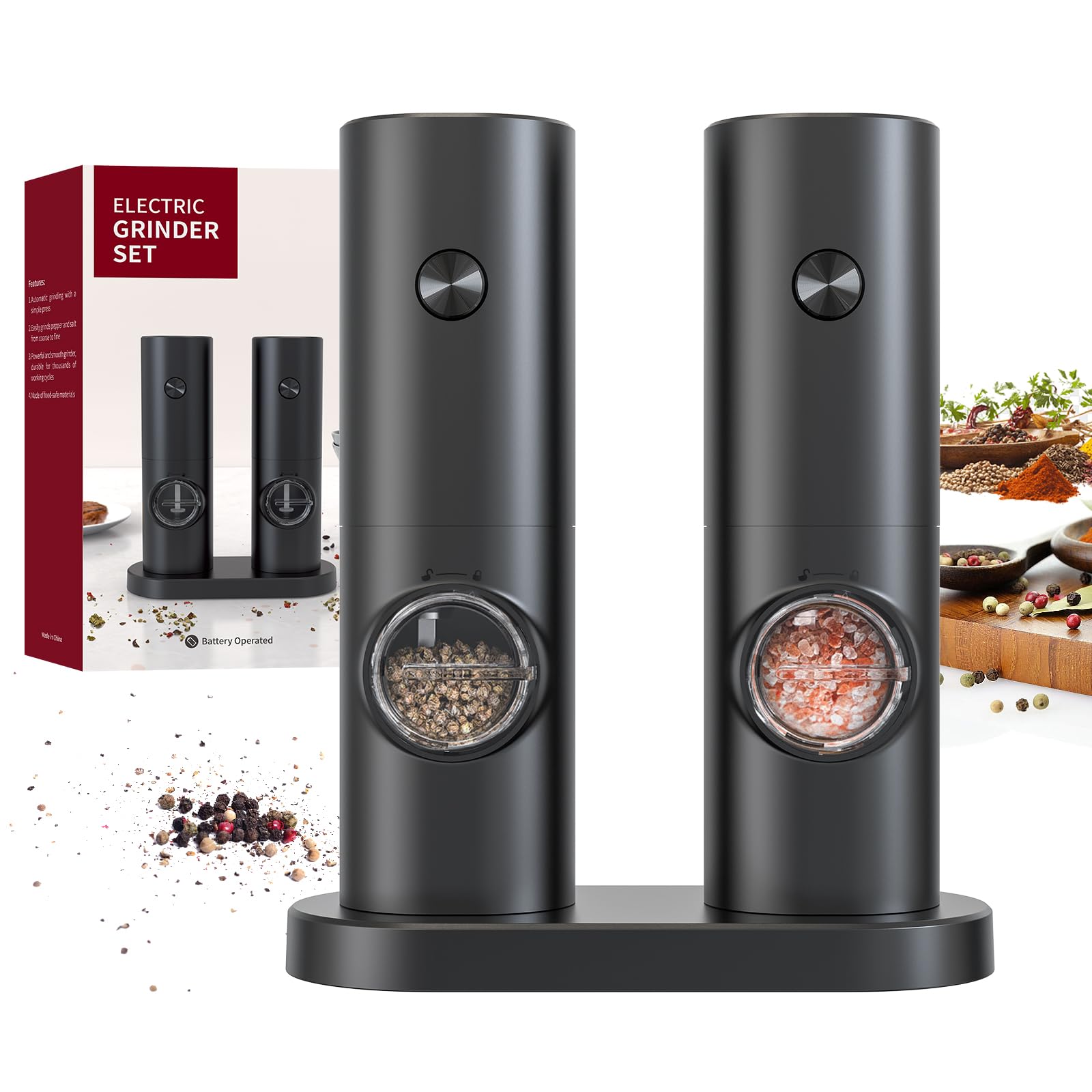 CIRCLE JOY Pepper Mill KYMQ-14-31BS-DB-DE Battery Set - Black (70ml)