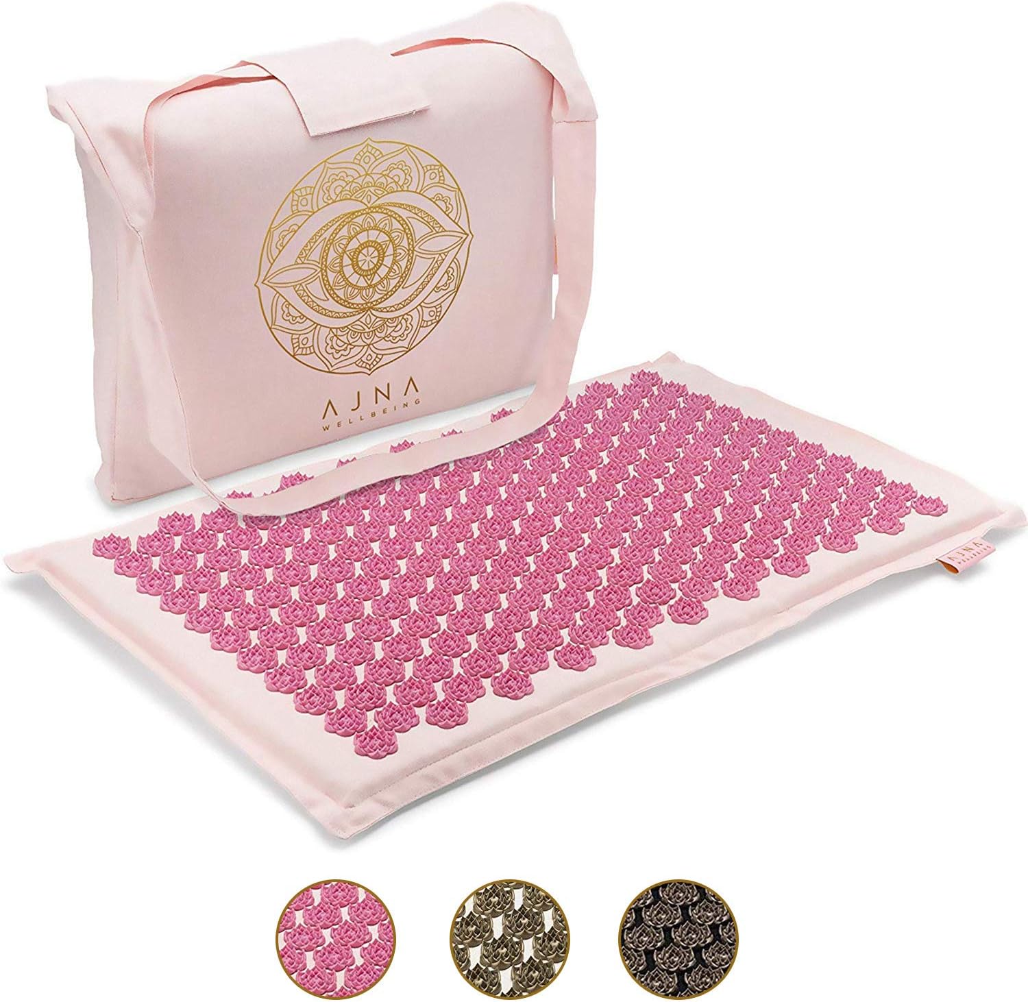 Ajna Acupressure Mat for Massage - Natural Organic Linen Cotton Acupuncture Mat and Bag - Back Pain Relief, Neck Pain Relief, Stress Reliever, Reflexology, Sciatica, Trigger Point Therapy (Lotus Lily) : Health & Household