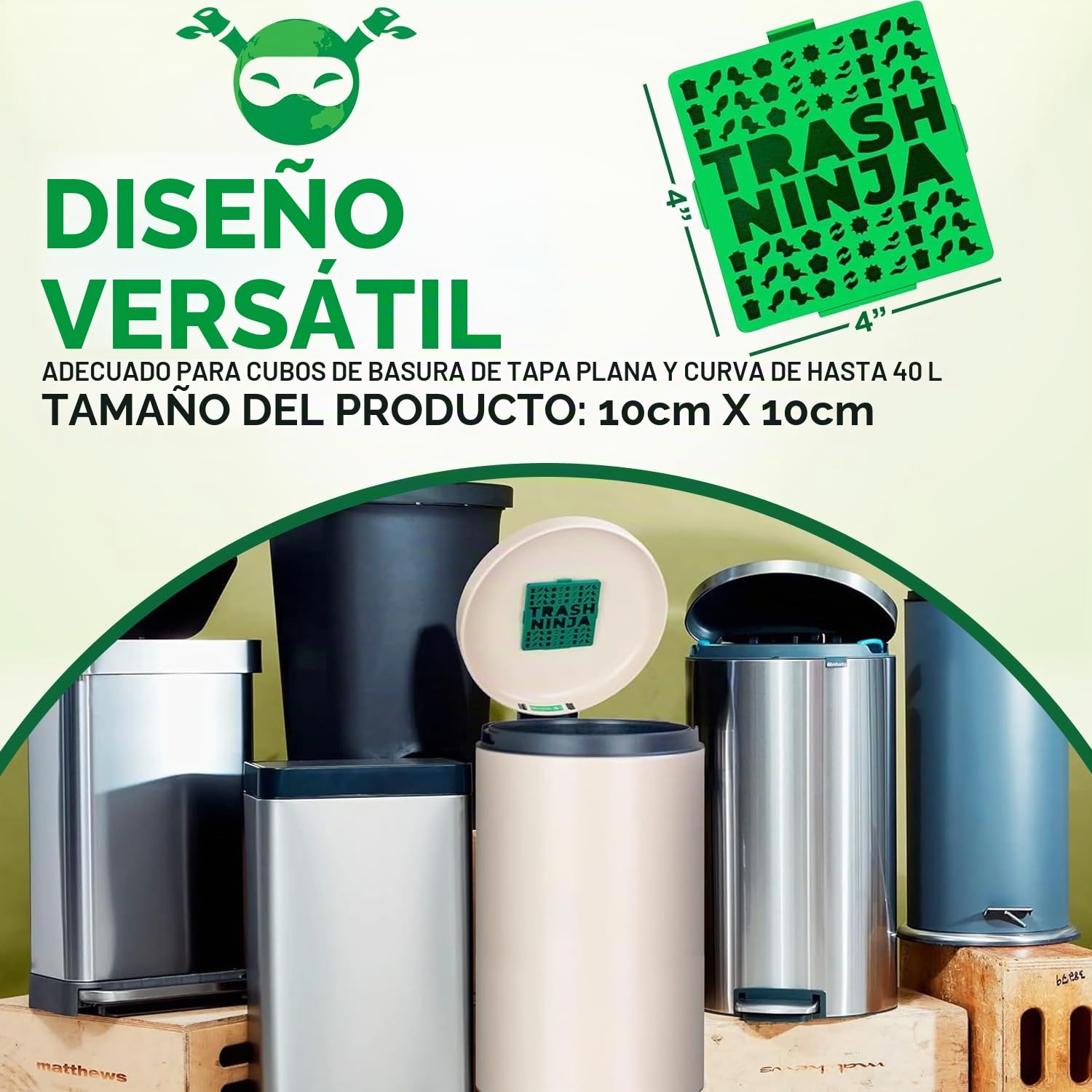 Ambientador y Eliminador de Olores (Pack de 2), Fabricado con Carbón Activado, Para Contenedores de hasta 30 Litros, Ambientador y Desodorante para Controlar el Olor del Contenedor