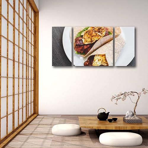 Miniatura 5 de Lienzo decorativo para pared, huevo, pavo, tocino, espinacas, sándwich de desayuno rápido y saludable, variedad de alimentos, cocina y cocina,