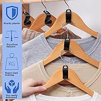 Vista 4 de 200 ganchos de plástico para colgar ropa, clips extensores para ahorrar espacio, organizador de armario resistente (negro)