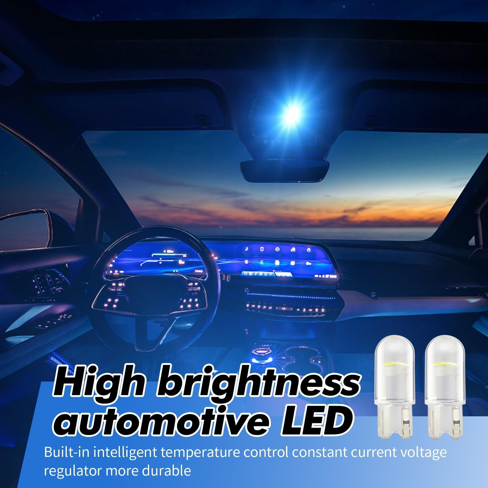 10 żarówek LED W5W T10 do samochodów 12 V 6000K 120 lm COB, zamiennik żarówek 194, T10, 168, 2825, żarówka LED W5W, żarówka samochodowa 12 V 5 W, oświetlenie wnętrza samochodu