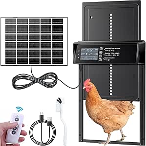 Porte Automatique Poulailler Grand Solaire: FOFNON Porte Poulailler Automatique Solaire - Minuterie Et Capteur De Lumière - IP65