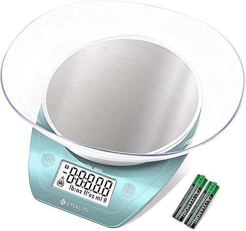 Etekcity Báscula de alimentos de 0.00oz, cuenco, gramos digitales y onzas para pérdida de peso, dieta, hornear, cocinar y preparar comidas, 11 lb5