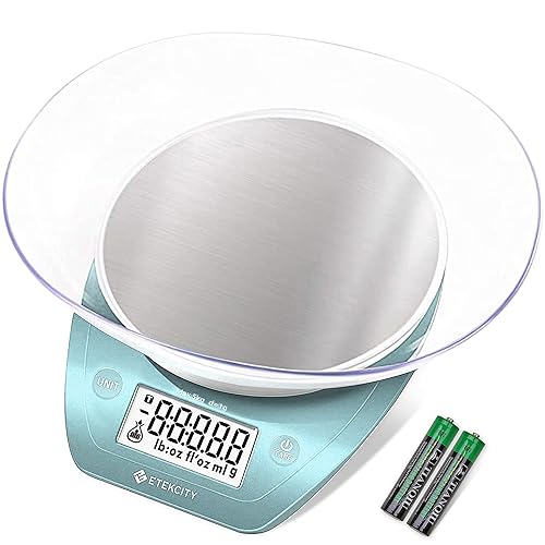 Miniatura 5 de Etekcity Báscula digital de cocina de 11 libras, acero inoxidable 304 con cuencos extraíbles y LCD retroiluminado