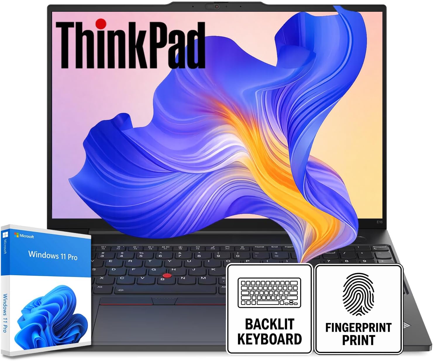 Lenovo ThinkPad E16 Laptop, 16" WUXGA IPS, 13th Gen i5-1335U (> i7-1265U), 16GB RAM, 1TB (512GB SSD+500GB External), Backlit Keyboard, Fingerprint, RJ-45, Windows 11 Pro – Smooth & Fast Performance