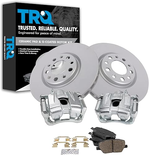 TRQ Front Brake Calipers Ceramic Pads & Rotors Compatible with 16-18 500X 15-18 Renegade