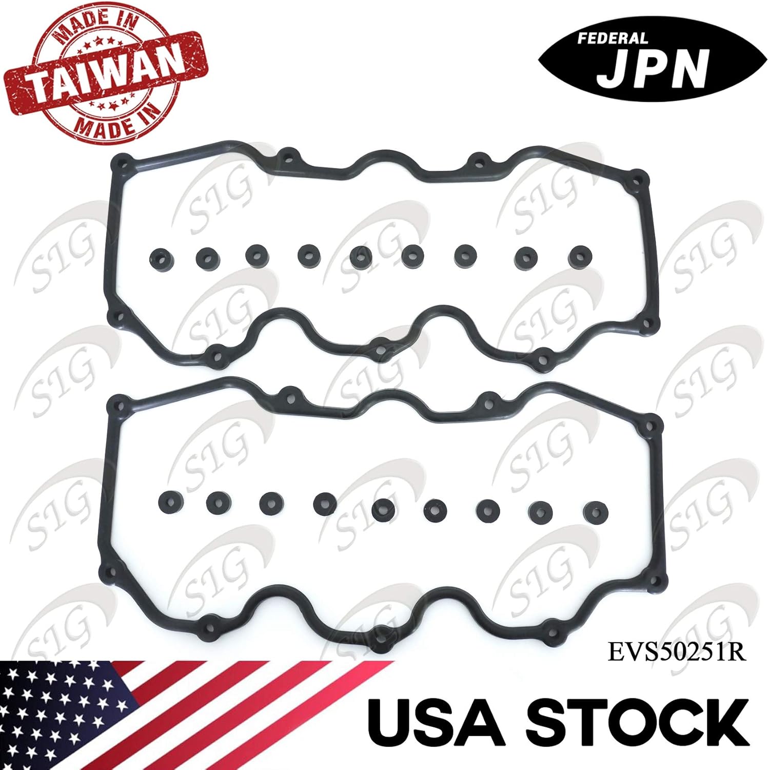Engine Valve Cover Gasket Compatible with Infiniti & Mercury & Nissan Model M30 & QX4 & 200SX & 300ZX & Frontier & Maxima & Pathfinder & Quest with Engine Base 3.0L 3.3L V6 (Rep# VS50251R) - EVS50251R