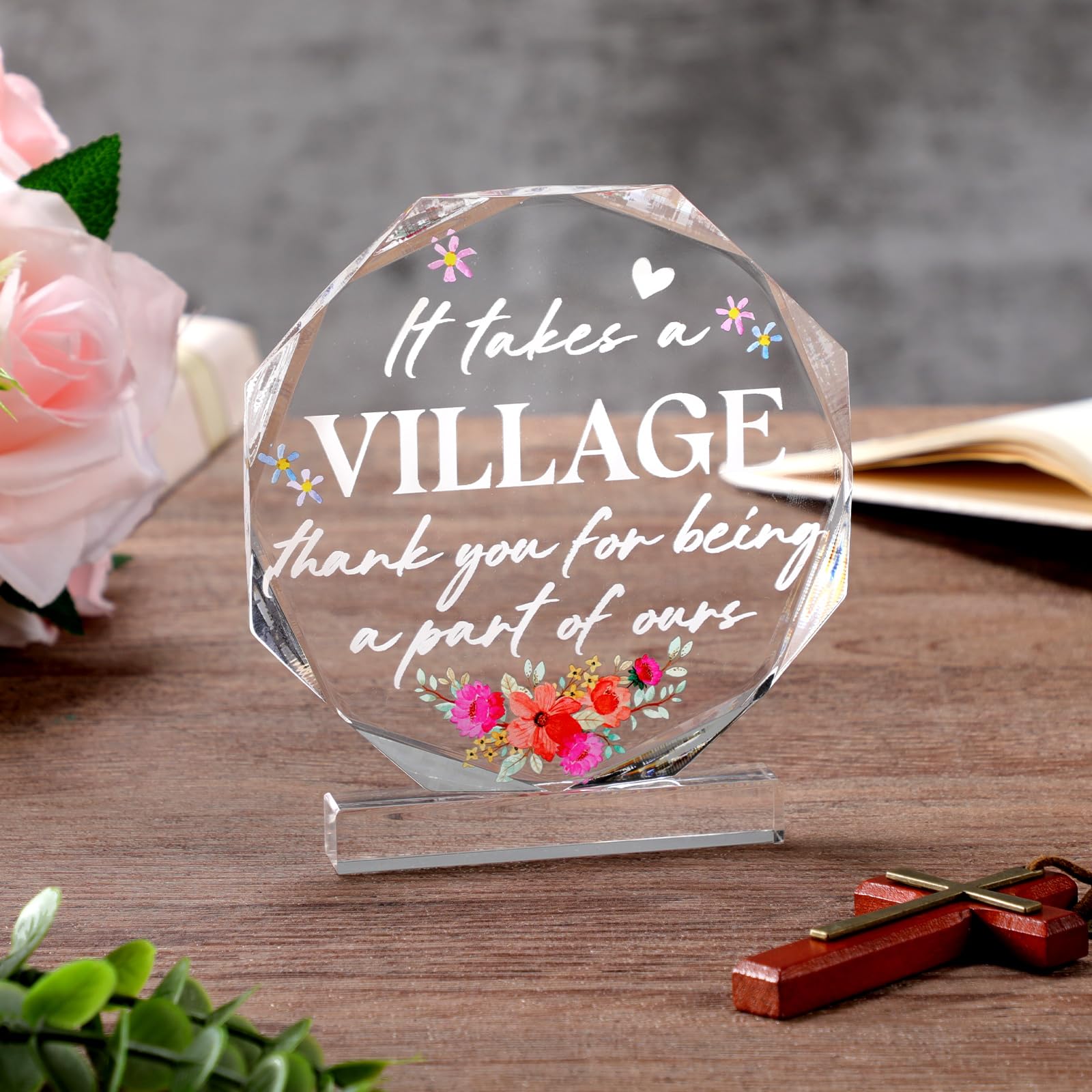 Dankeschön-Geschenk „It Takes A Village“ – Glasornament Für Lehrer, Kollegen, Chef, 8,9 Cm