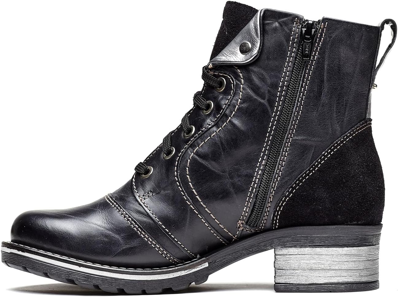 Dromedaris Women's Lace-up Zip comfort combat Karissa Boot