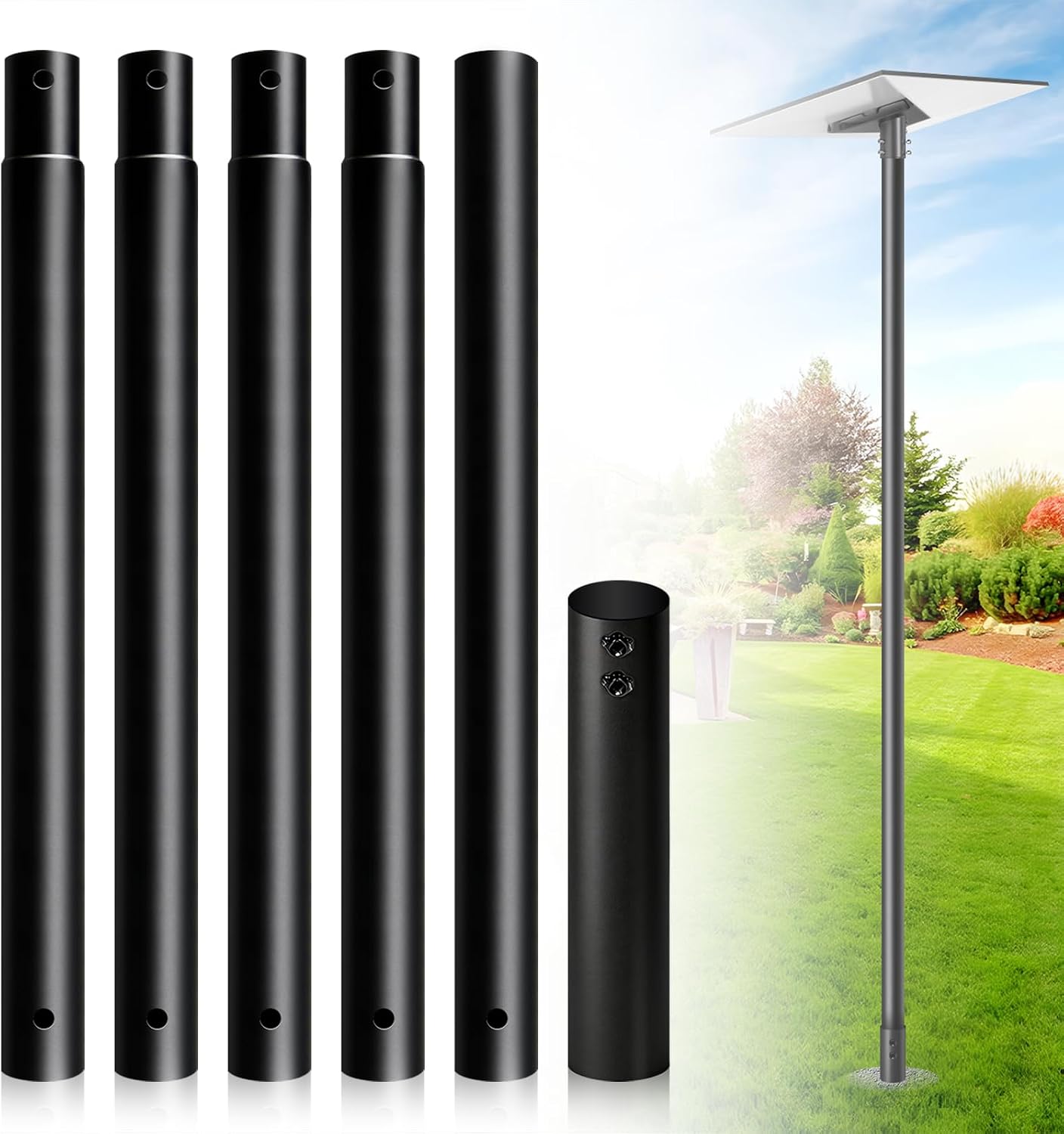 14FT Starlink Pole Mount, 1.9" Diameter Heavy Duty Galvanized Steel Universal Mast Pipe for Starlink Standard 4/Gen 3, Weather Station, TV Antenna,Outdoor Ground Mounting Post (Excluding Pipe Adapter)