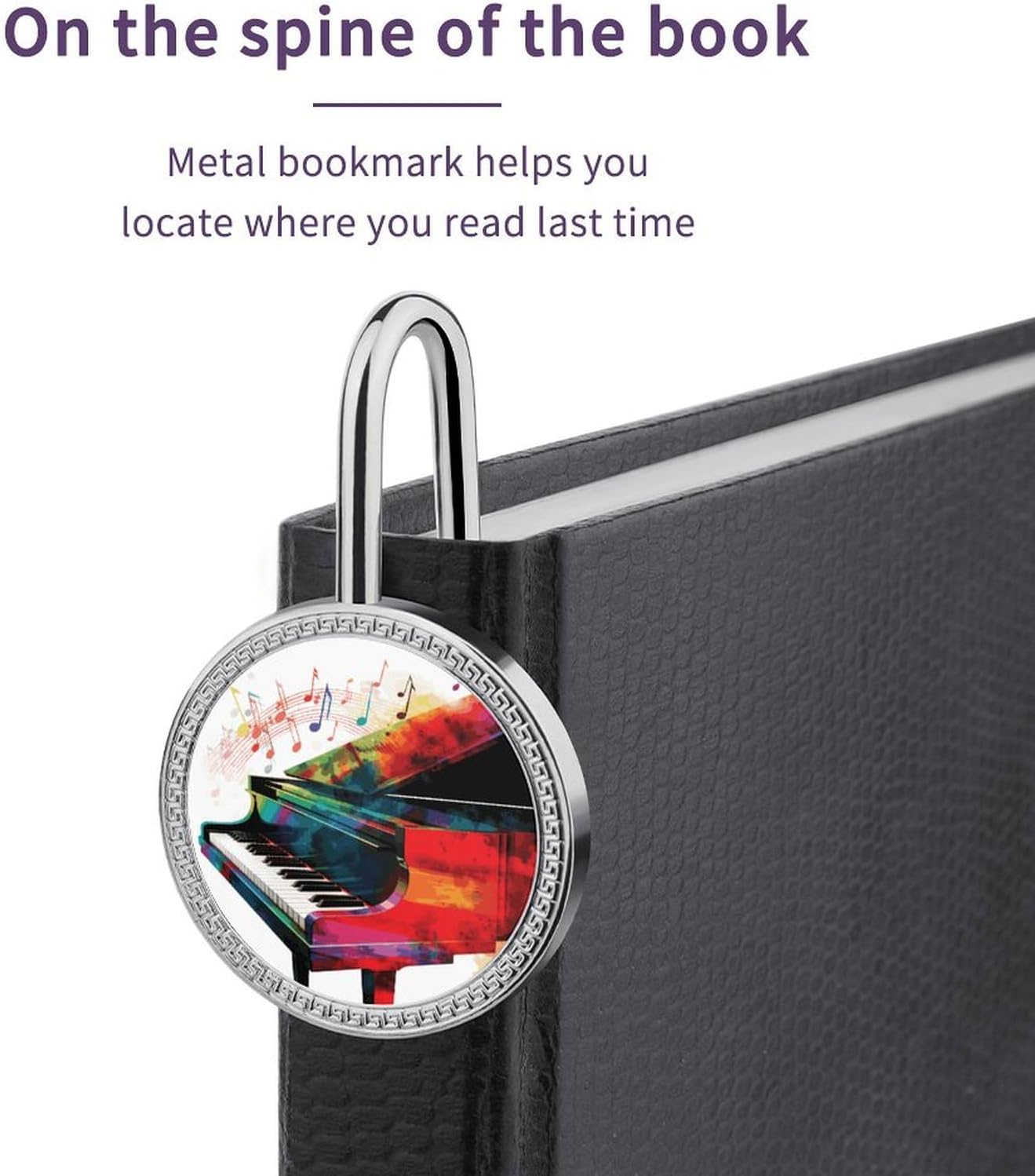 Metal Bookmark Gift Vintage Bookmarks Colorful Piano Keyboard Music Funny Book Marks Stainless Steel Book Mark Personalized Bookmark Reading Accessories for Book Lovers Bookish Bookmate 1.2" image 4