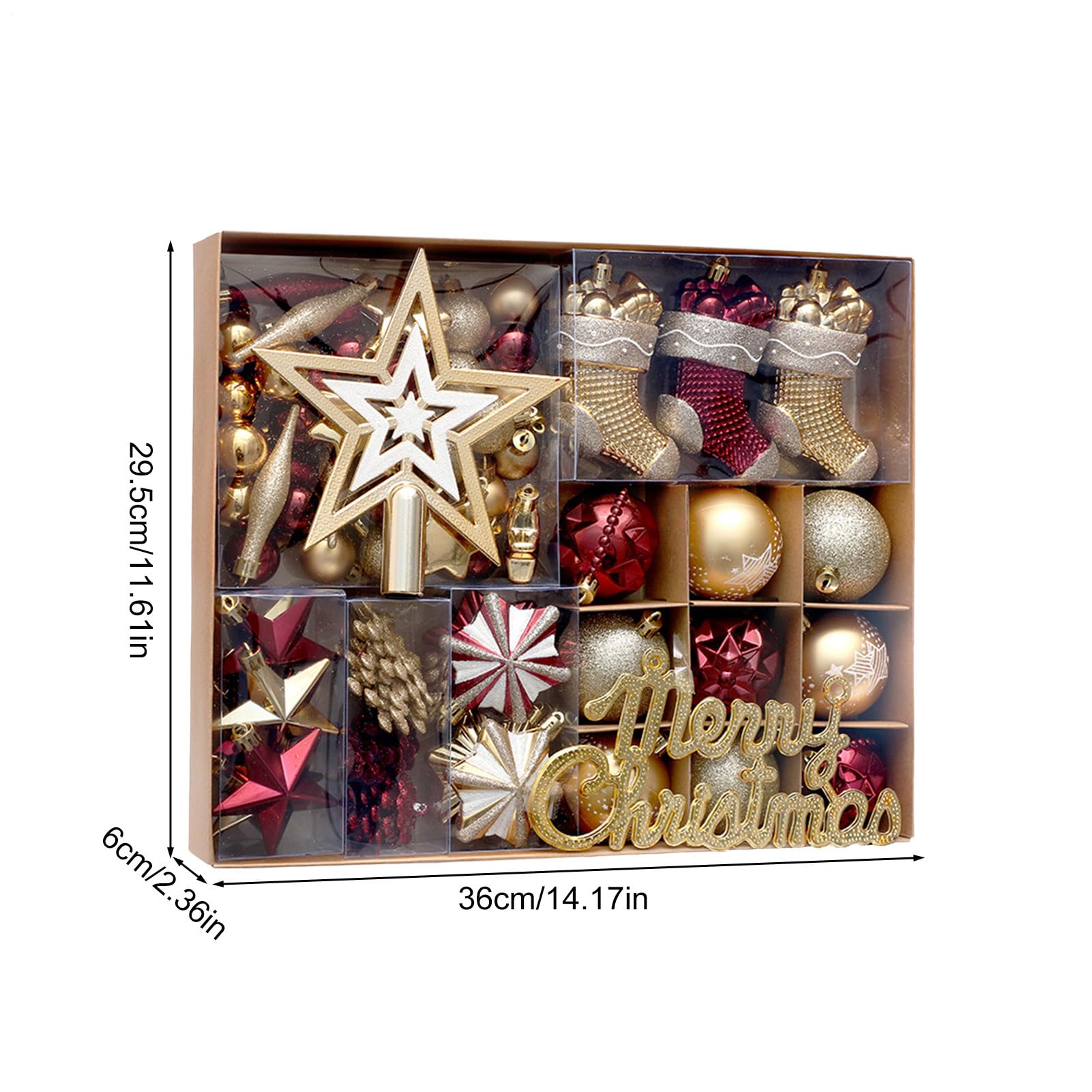 Weihnachtsbaumschmuck - 70 Stück bruchsichere Baumschmuck | Weihnachtskugeln - für Innen Außen Wohnzimmer Garten Haus und Partys