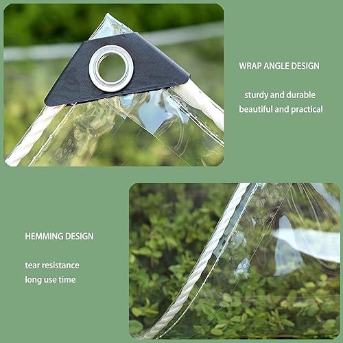 Miniatura 3 de Lonas transparentes de 6 x 16 pies, vinilo de PVC resistente, lona de 14 mil de grosor, lona de vidrio con ojales de metal, protege contra el agua,