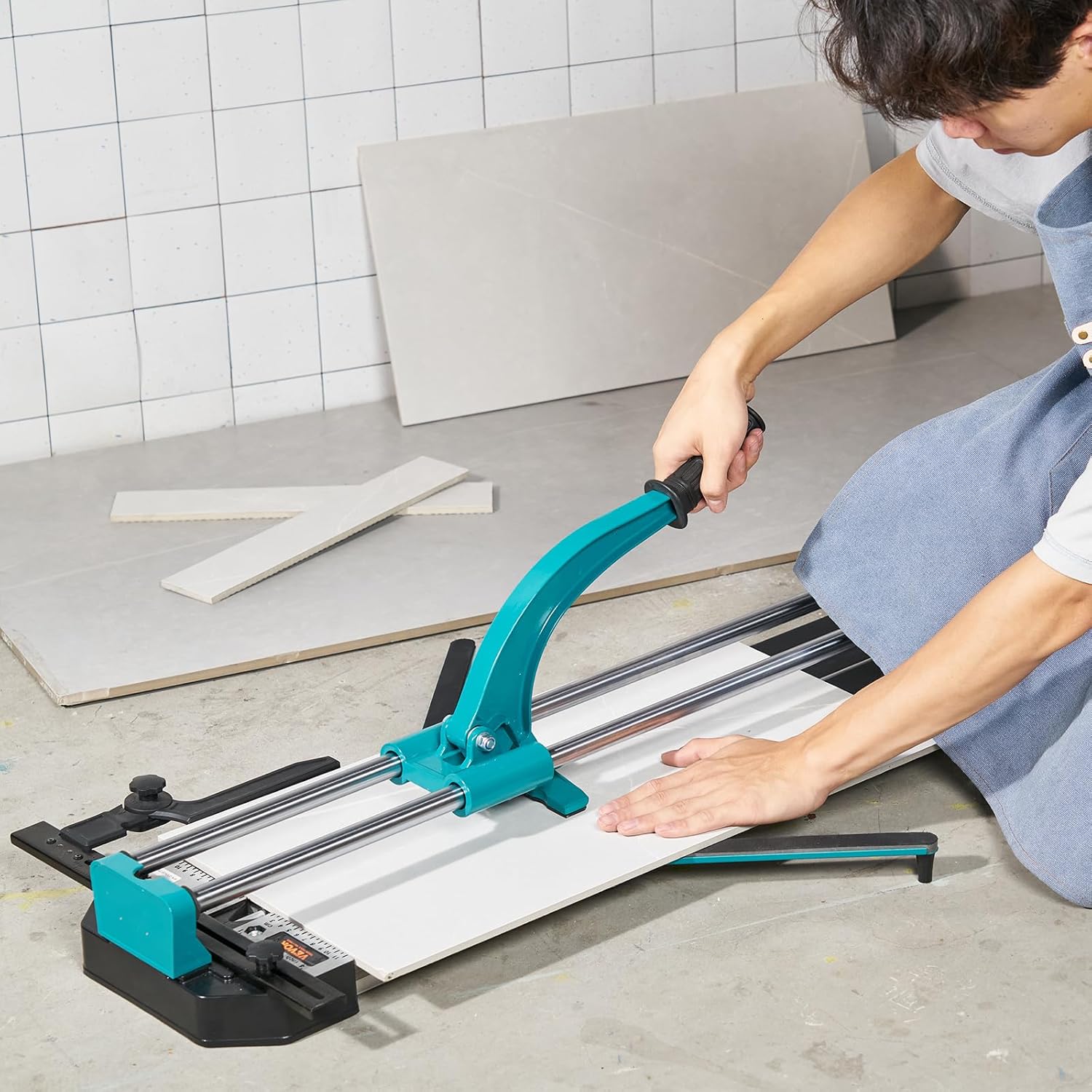 VEVOR Manual Tile Cutter, 48 inch Professional Porcelain Ceramic Tile Cutter, Double Rails with Tungsten Carbide Cutting Wheel, Anti-Skid Feet & Infrared Positioning for Home Industrial