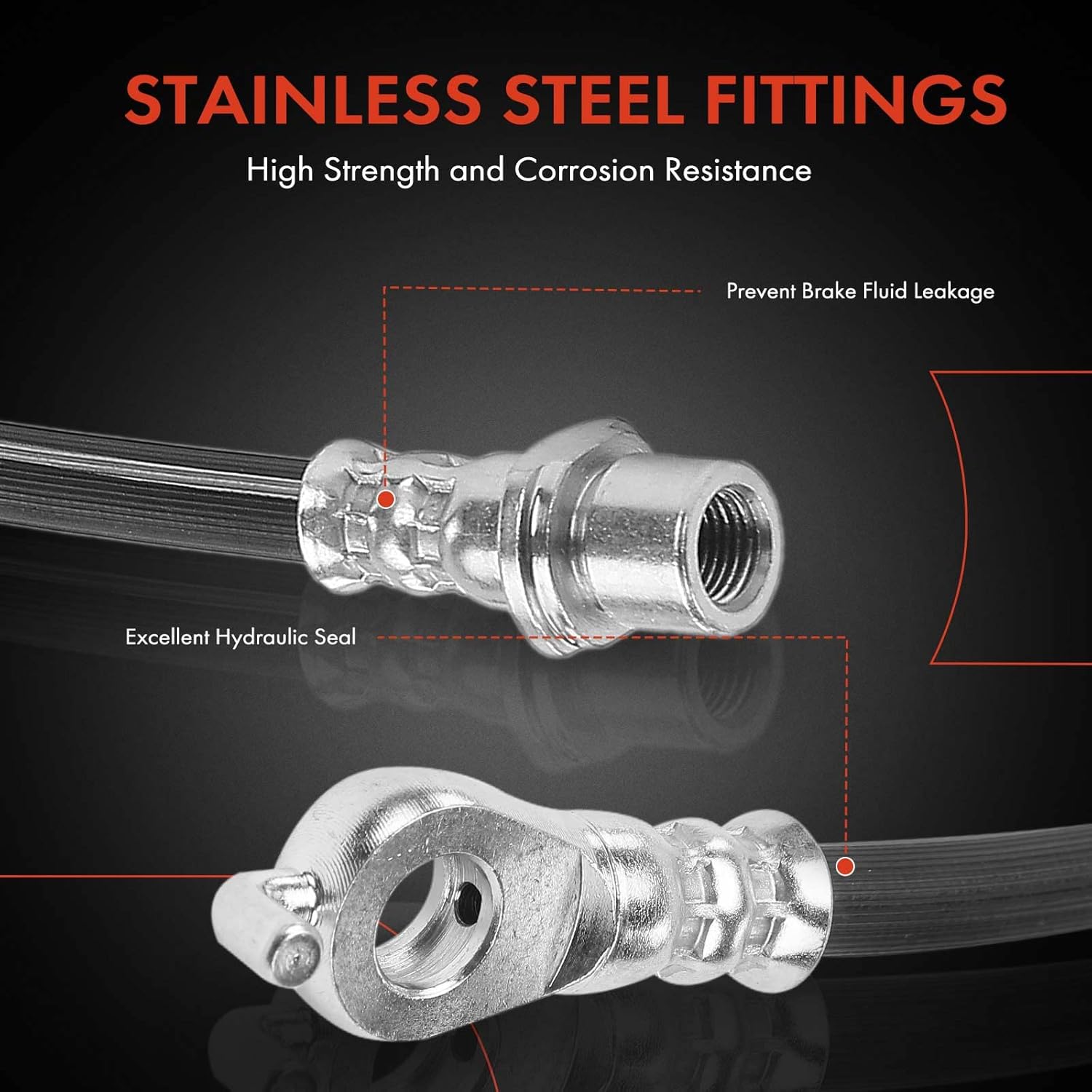 A-Premium Rear Brake Hydraulic Hoses Compatible with Select Toyota and Lexus Models - Highlander 2004-2007, RX330 2004-2006, RX400h 2006-2007, FWD Only - Replace# 9094702C61, 9094702C62(Pack of 2)