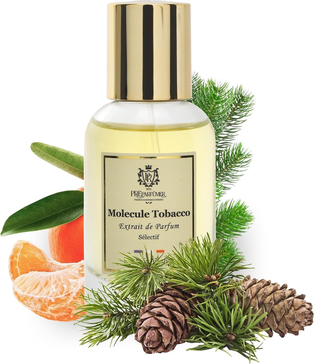 PREparfume From France Molecule Tobacco 30ml – Citrus Woody Amber Scent From France – Luxury Fragrance with Mandarin, Saffron – Long Lasting Perfume With Frankincense and Amber Notes