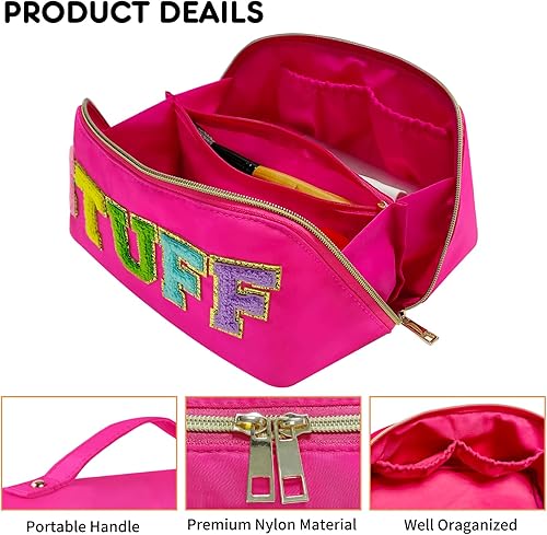 Miniatura 3 de Stoney Clover - Bolsa de maquillaje para mujer, bolsa de aseo de viaje para mujer, bolsa de cosméticos con letras de chenilla, bolsa de maquillaje,