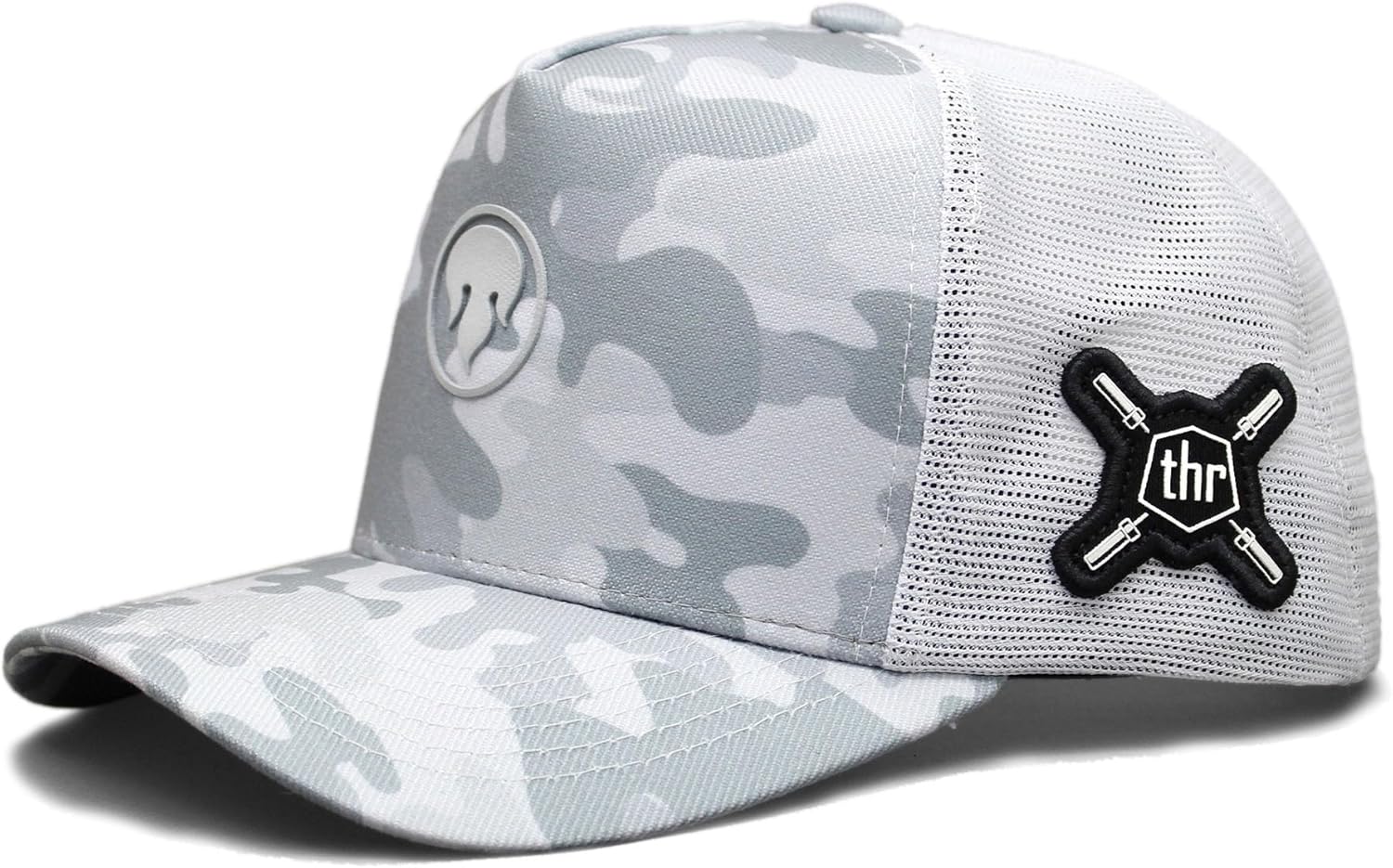 Thruster | THR Logo | Training Cap, Snapback, Adjustable, for Men and Women, Camouflage and Mesh, Training Bars Weightlifting, Cross Training Enthusiasts | Gray, Grey