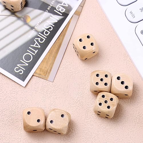 Miniatura 4 de Toddmomy Juego de 10 dados de 6 caras de 0.630in, dados redondos de madera pequeños, dados de matemáticas estándar para enseñanza en el aula, juegos