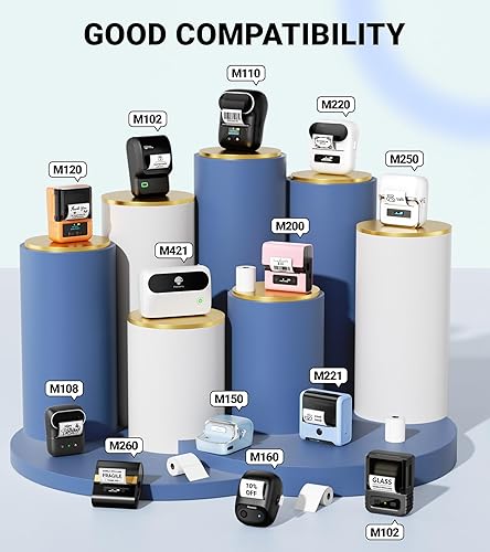 Vista 16 de 3 rollos de etiquetas térmicas para Phomemo M110/M221/M220/M120/M200/M110S, 1.18 x 0.79 pulgadas, cinta autoadhesiva para código de barras, código