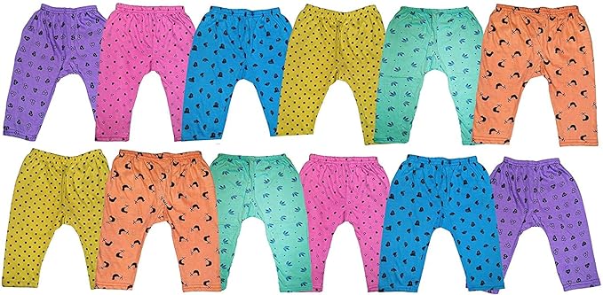 SEE FIT Kids Cotton Pyjama Bottom Wear (Pack of 12) Unisex Extra Space for Diaper
