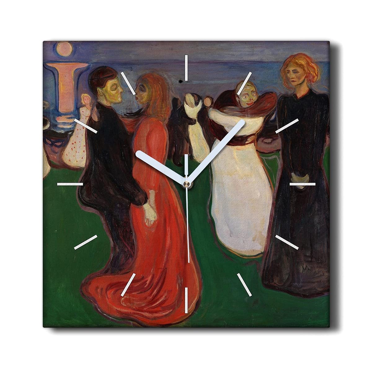 Horloge sur toile 30x30 cm Danse de la Vie Edvard Munch pendule de salon silencieuse