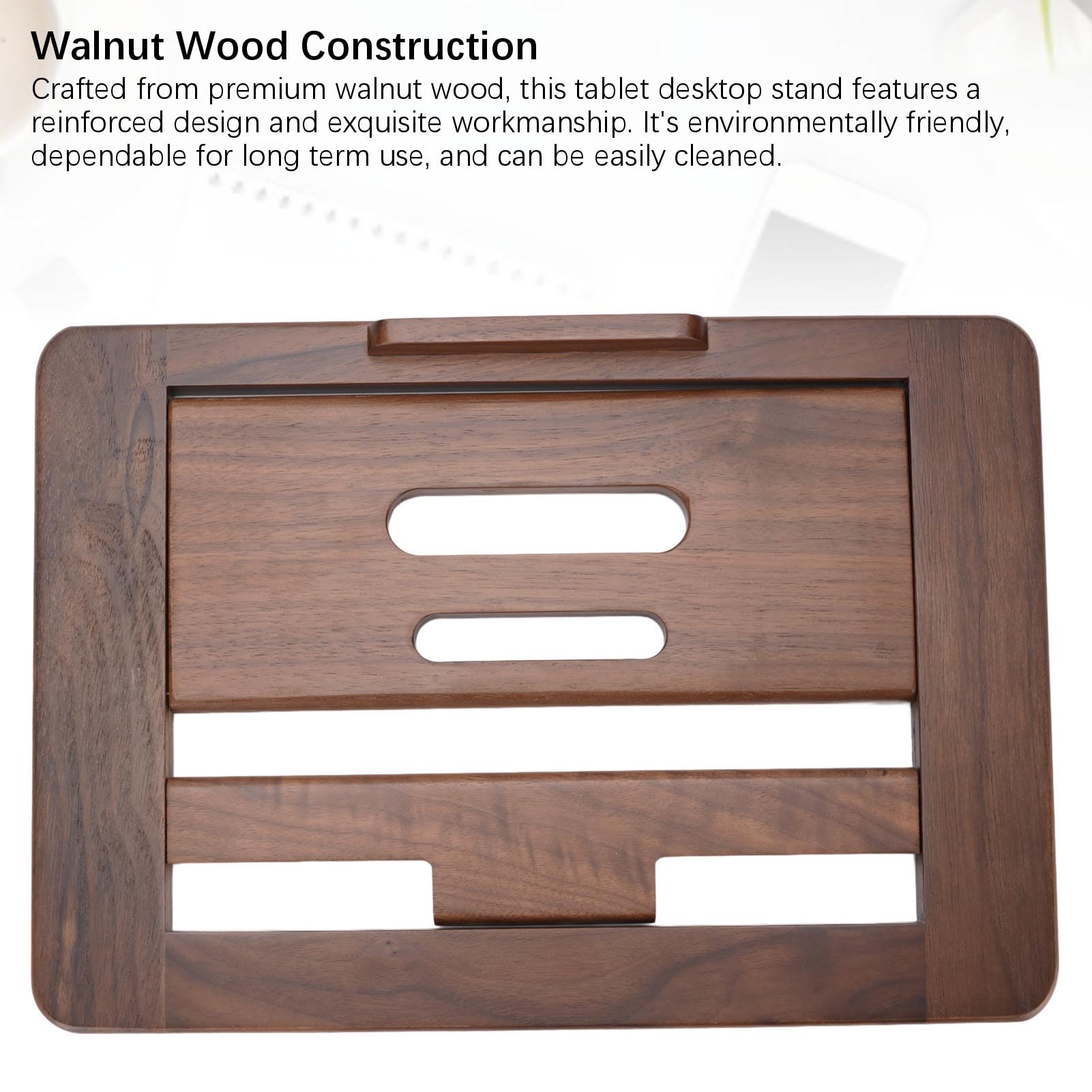 Cocoarm Supporto Pieghevole per Tablet in Legno di Noce, Porta Tablet con 2 Impostazioni di Angolazione, for Casa Ufficio Studio Lettura