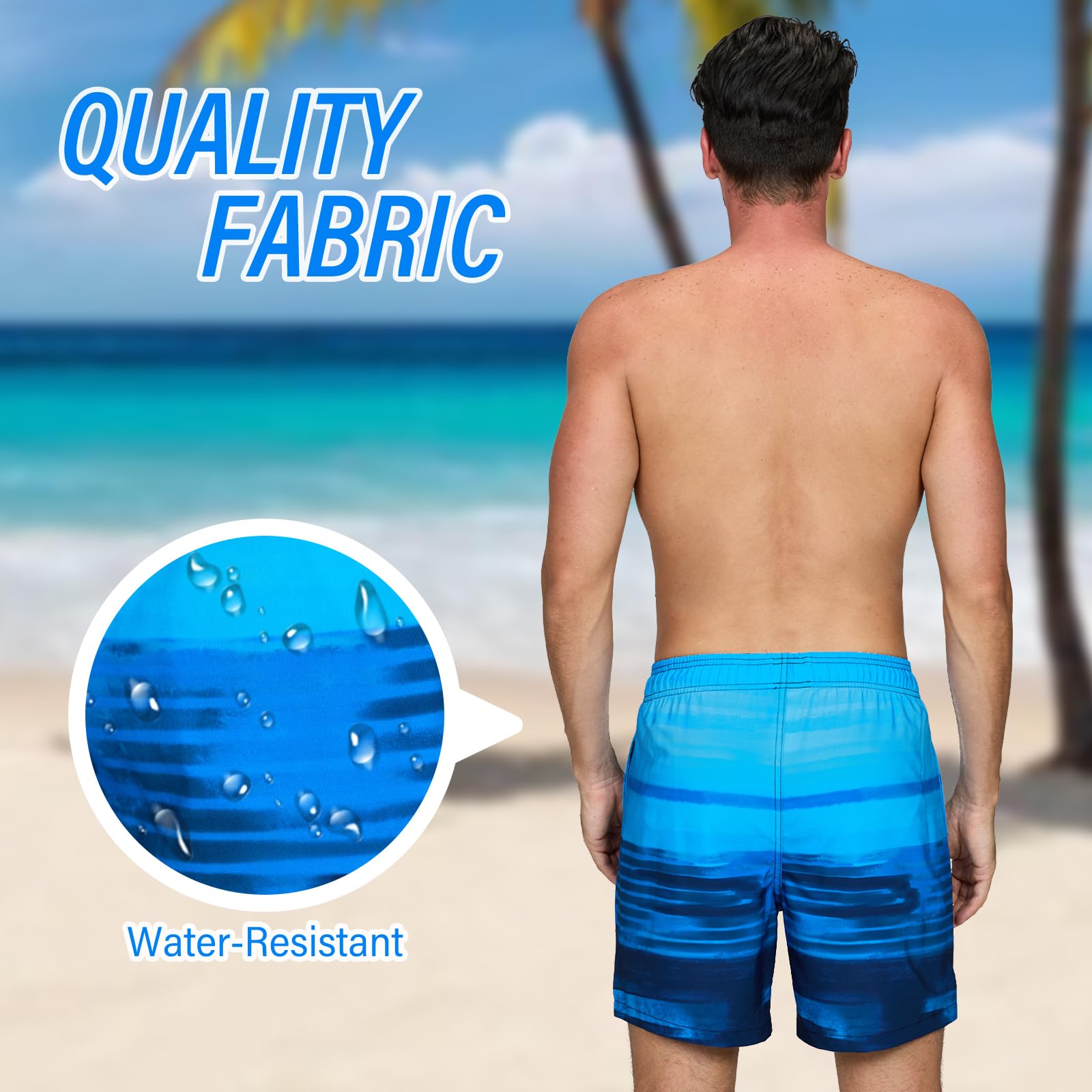 Vorvowry Costume Uomo Mare Calzoncini Asciugatura Rapida Costumi da Bagno Impermeabile Boxer con Tasca Estivi Pantaloncini Uomo Colore Sfumatore per Nuoto Corsa Fitness