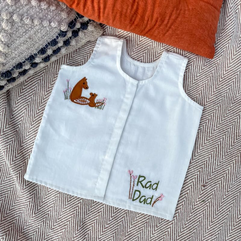 BHAAKUR Set of Five Organic Cotton Jhablas in Snap Buttons |Unisex| Soft Mulmul Jabla | Breathable and relaxed fits| Double Layered | Artisan-Made Embroideries| White | 2-3 Year 4