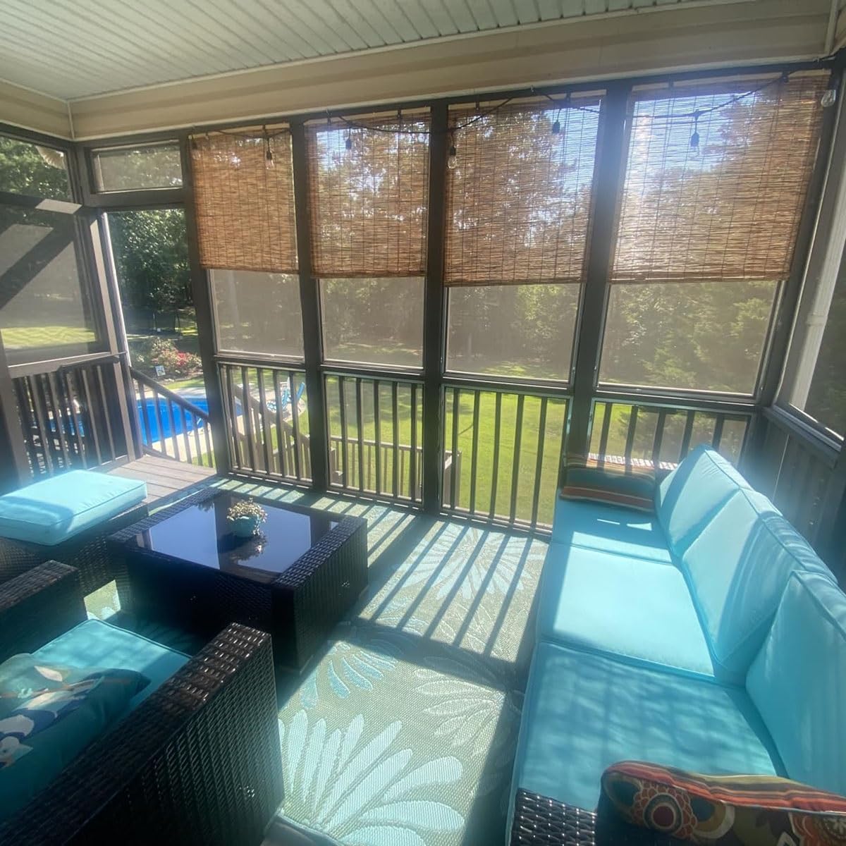 Bamboo Blinds for Interior Windows, Cordless Blackout Roller Shade Privacy Partition Natural Roll-up Reed Shades Retro Outdoor Bamboo Curtain 20 34 38 42 48 50 52 58 60 66 68 70 72 76in(50in x 64in(W