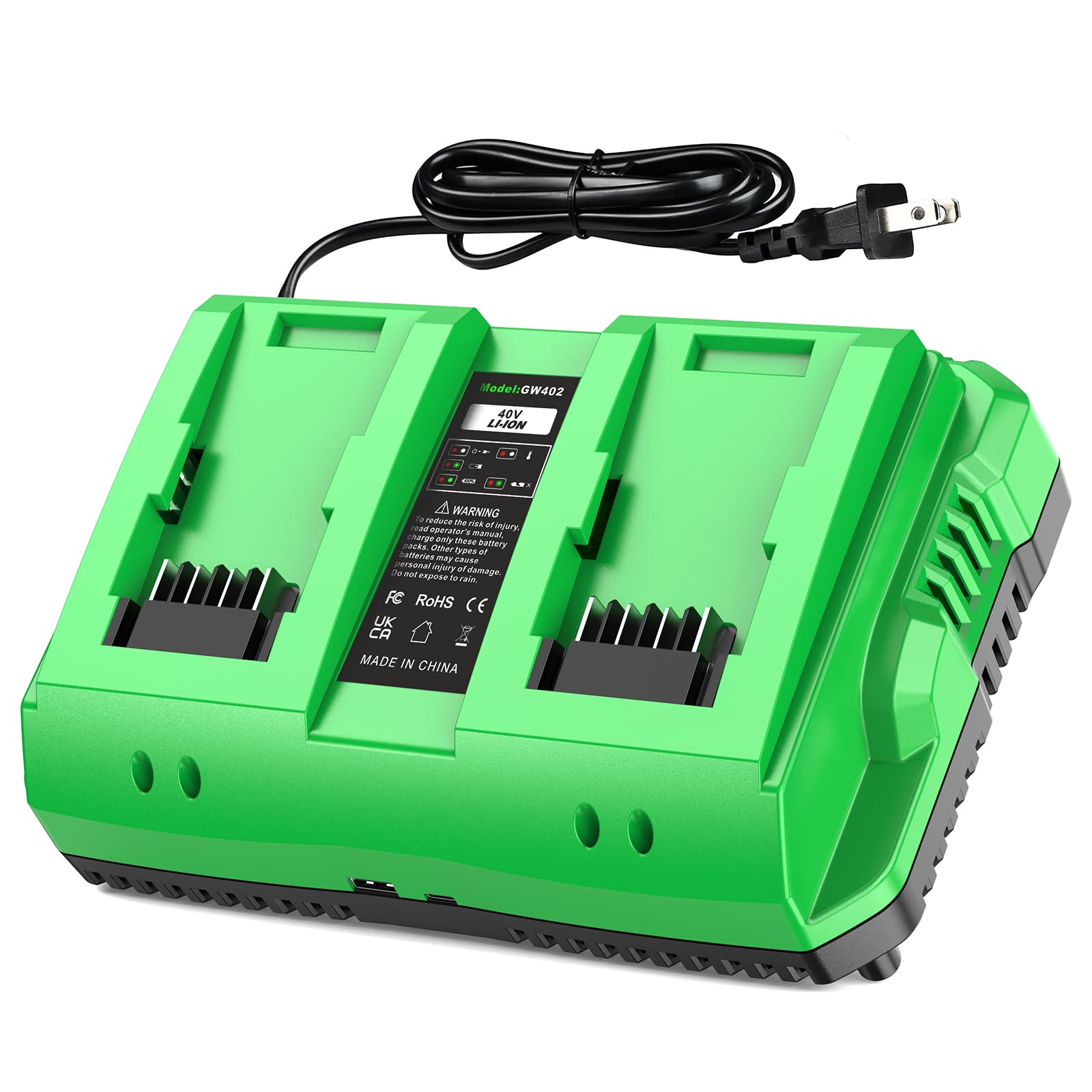 Cargador de batería rápido de doble canal de 40 V para greenwork