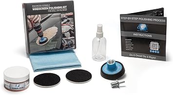 GLASS POLISH DIY 75mm Windscreen Polishing Kit for Car Glass Restoration, Remove Wiper Blade Damage, Fine Scratches, Haziness, and Water Spots, Restore Glass Clarity and Shine