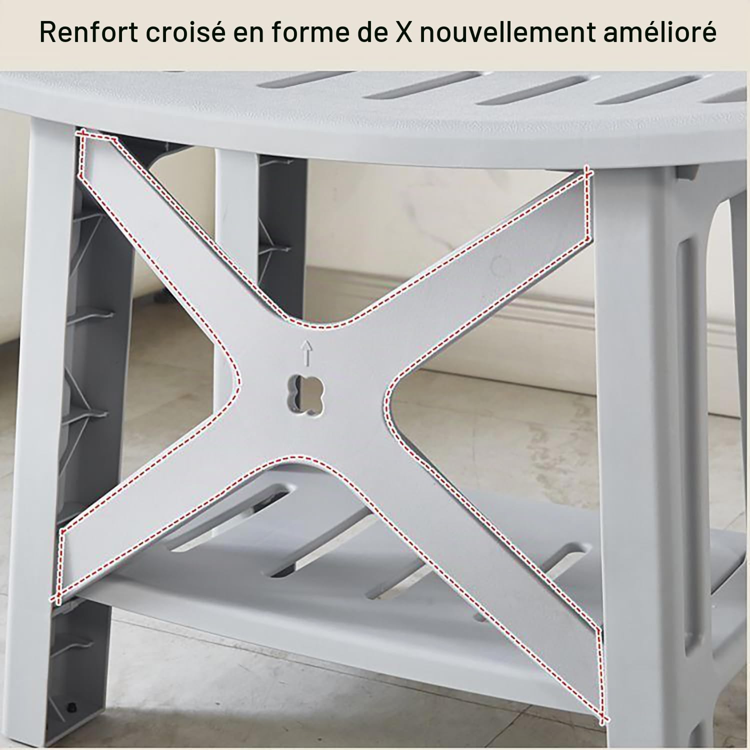 Tabouret de Douche Antidérapant,avec Support de Pommeau de Douche,Banc de Salle de Bain Imperméable avec Étagère, Siège Antidérapant pour Douche pour Personnes âgées