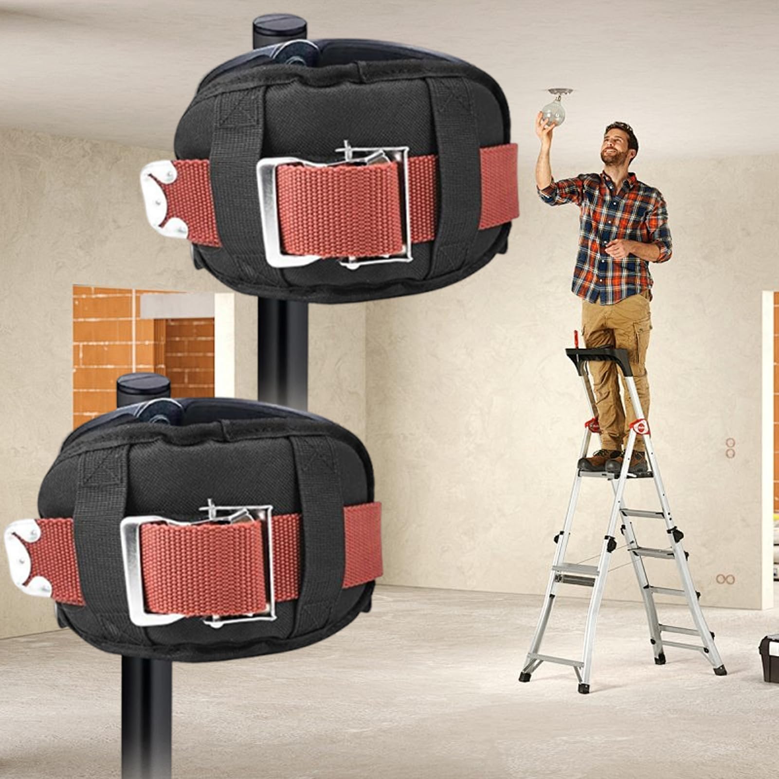 Almohadillas Repuestos Zancos | Arneses Protectores Para Piernas De Zancos De Yesero,Equipo De Seguridad Ajustable De Nylon Para Construcción, Pintura, Decoración Del Hogar Y Enyesado