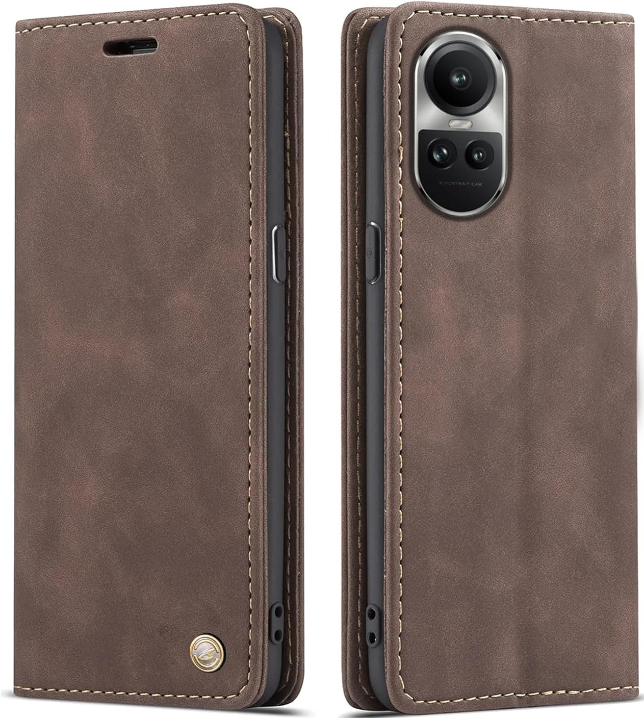 ClickCase for Oppo Reno 10 Pro 5G Sheepskin Series Faux Soft Leather Wallet Flip Case Kick Stand with Magnetic Closure Lightweight Slim Flip Cover for Oppo Reno 10 Pro 5G (Coffee Brown) (B0CDPQCVG3) Amazon Price History, Amazon Price Tracker