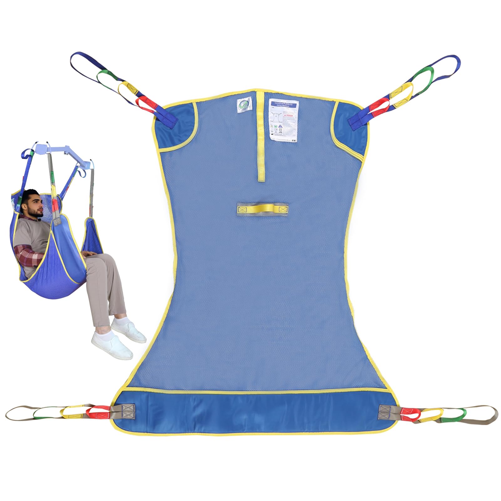 Eslinga universal de elevación de cuerpo completo para elevación de pacientes – Eslinga de transferencia de malla para ducha, eslinga de elevación bariátrica grande para ancianos y discapacitados