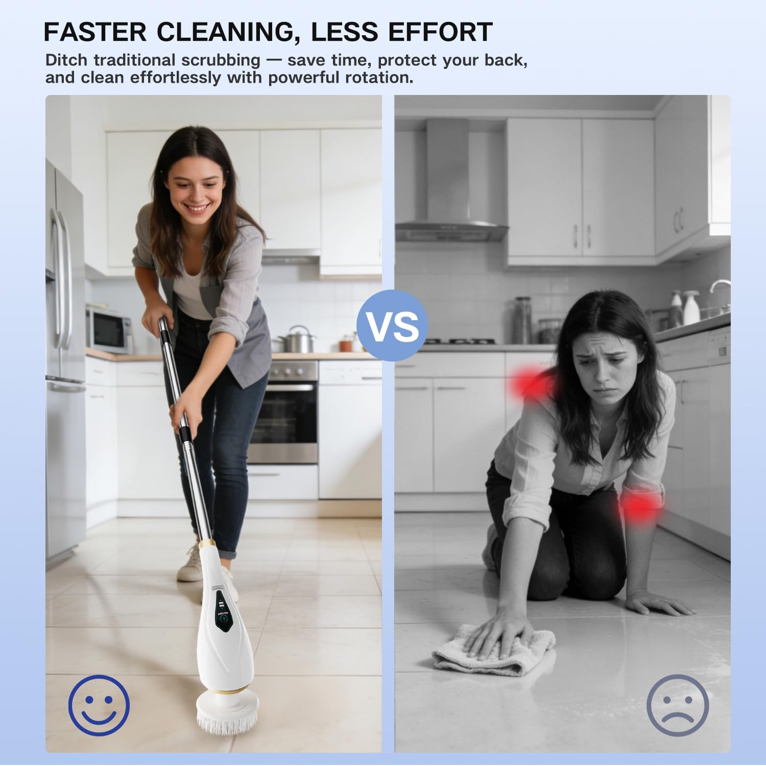 Electric Spin Scrubber Cordless Shower Cleaning Brush with 10 Replaceable Brush Heads, Extendable Handle Up to 59", 2 Speed, Waterproof, 2H Cleaning Time for Bathroom Shower Tile Glass Car